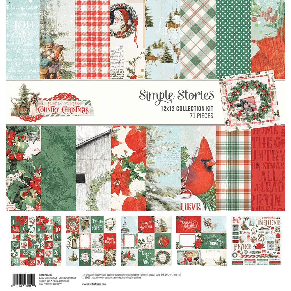 SIMPLE STORIES Simple Vintage Christmas Lodge 12x12 Paper: 4x6 Elements