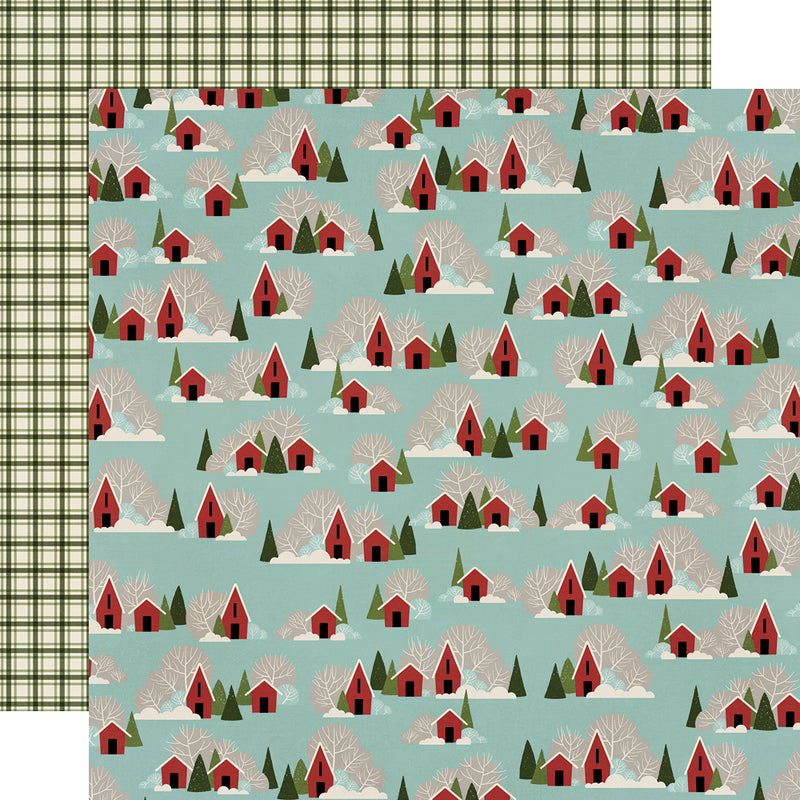 Winter Farmhouse 12x12 Paper - Forest/Dots
