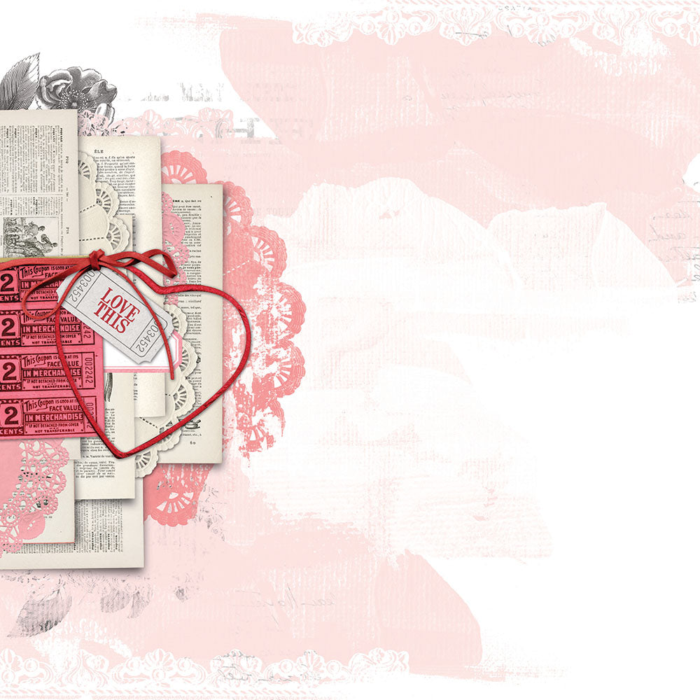 Simple Vintage My Valentine 12x12 Paper - Just a Crush