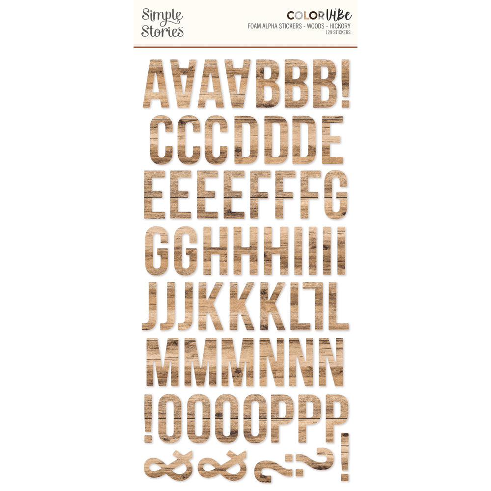 Color Vibe Foam Alpha Stickers - Woods-Hickory