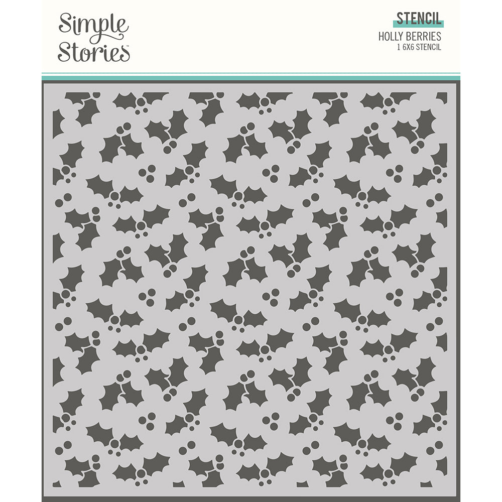 Simple Vintage North Pole - 6x6 Stencil - Holly Berries
