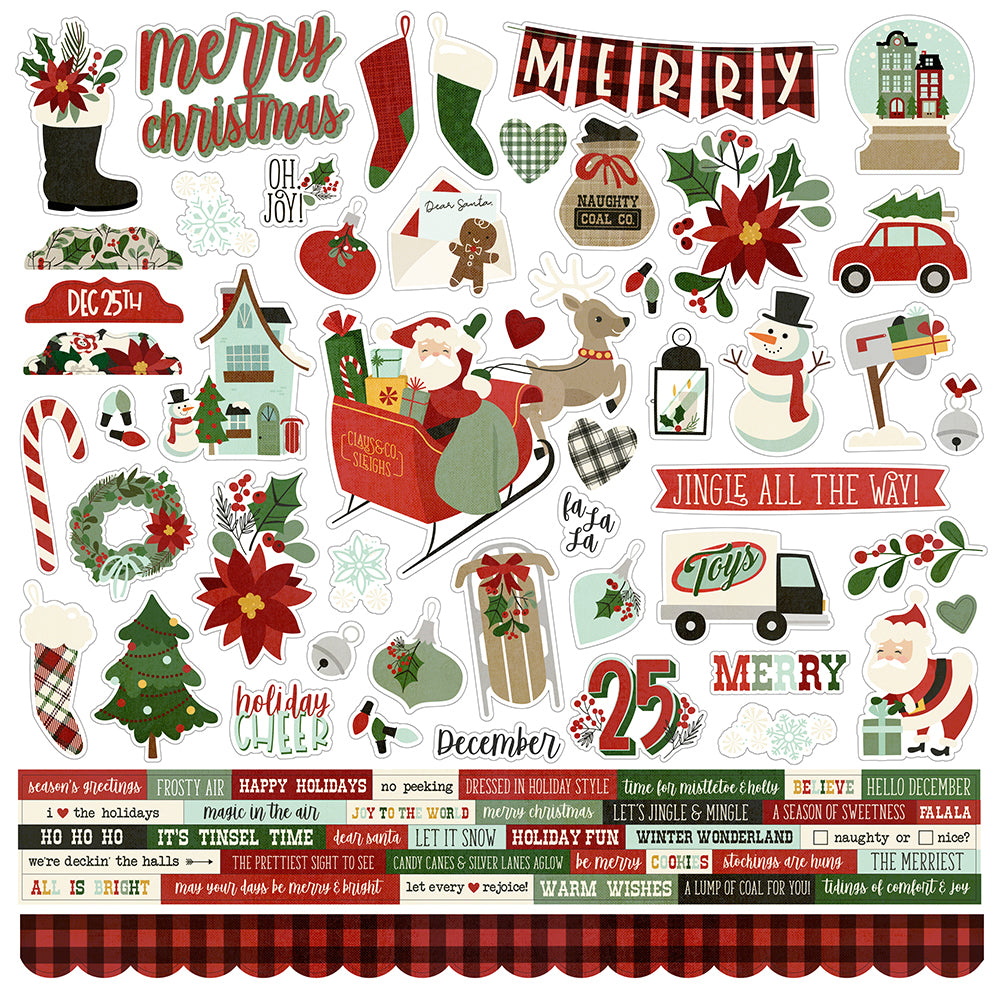 Simply Christmas - 12X12 Scrapbook Papers and Stickers Set