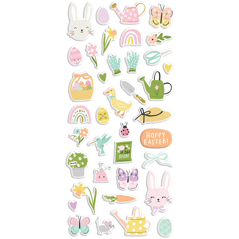 Bunnies + Blooms - Puffy Stickers