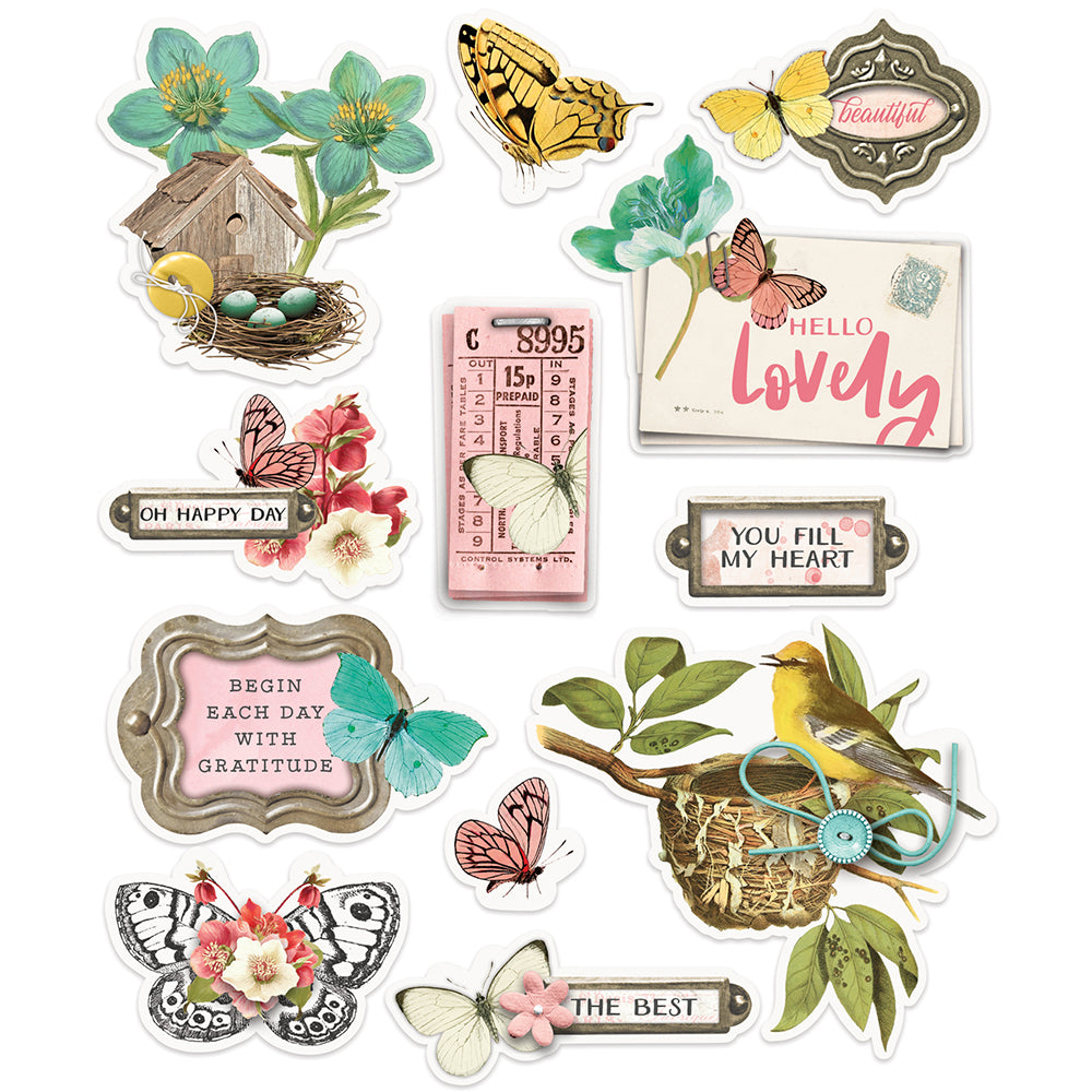 Simple Vintage Cottage Fields - Layered Stickers