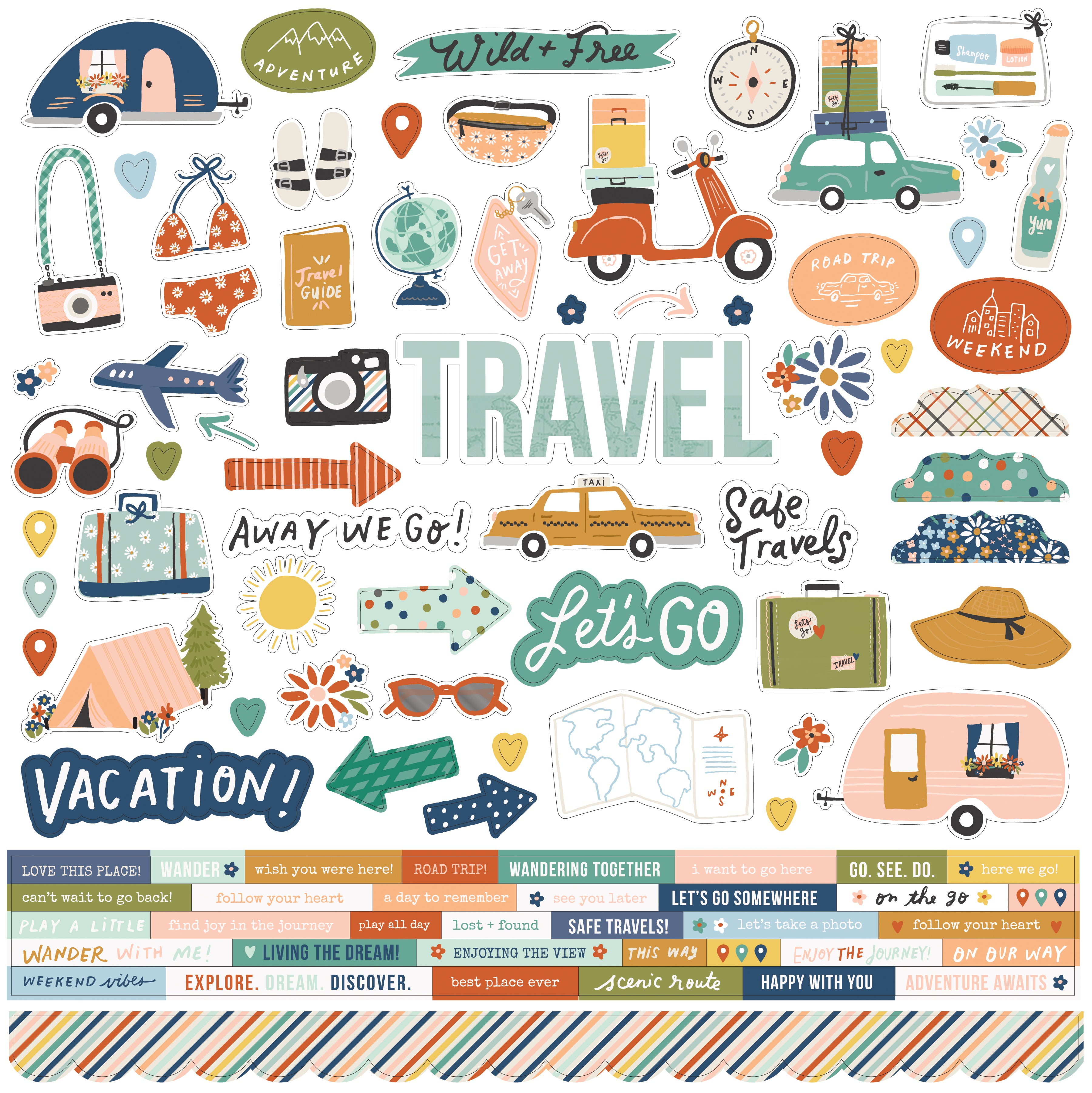 Travel Scrapbook Kit, Adventure Awaits Journal, Travel Journal