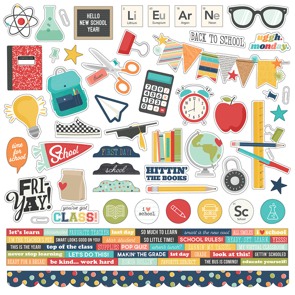 School Life - Cardstock Sticker