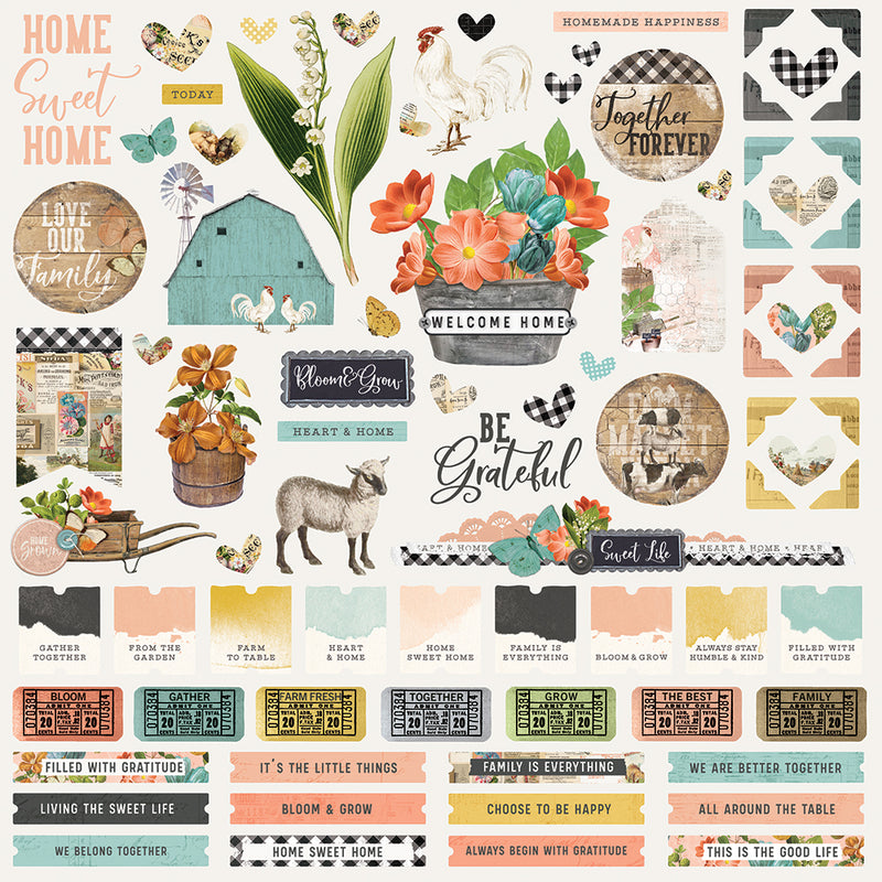 Simple Vintage Farmhouse Garden - 3x4 Seed Packet Elements