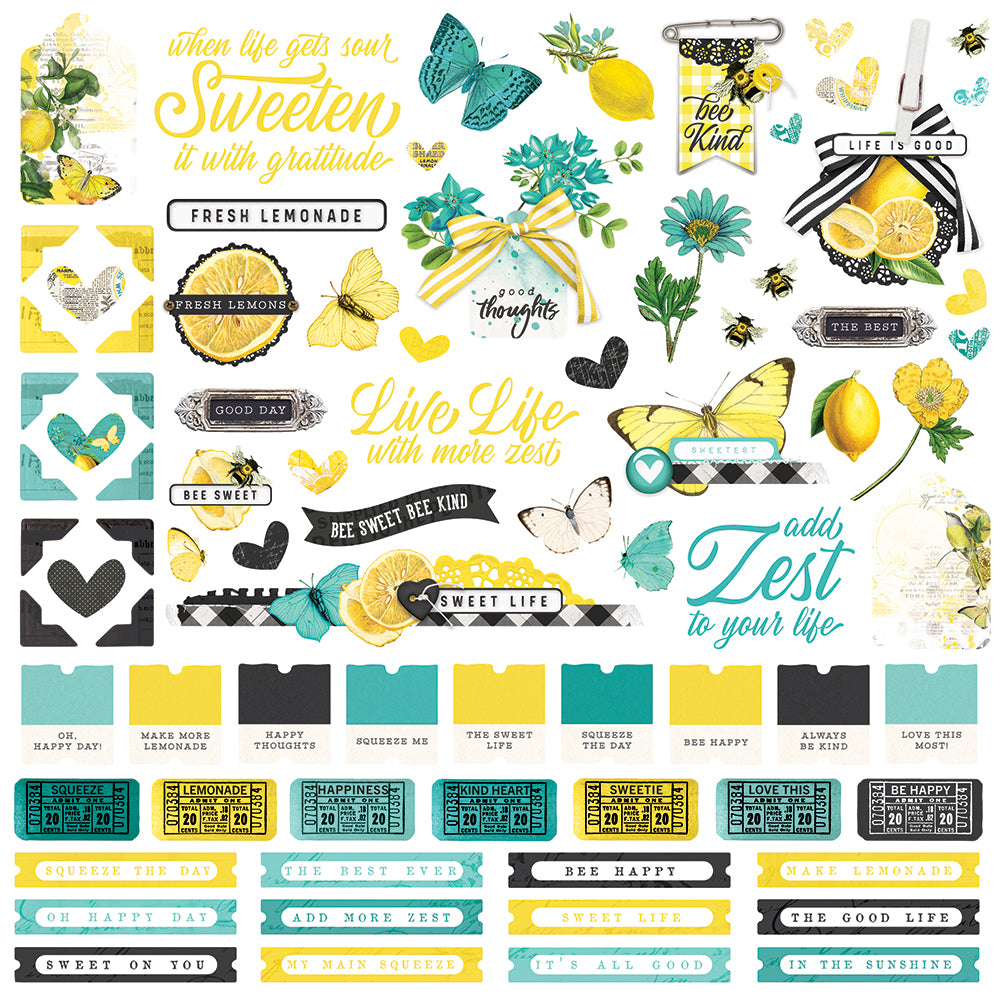 Simple Vintage Lemon Twist - Cardstock Sticker