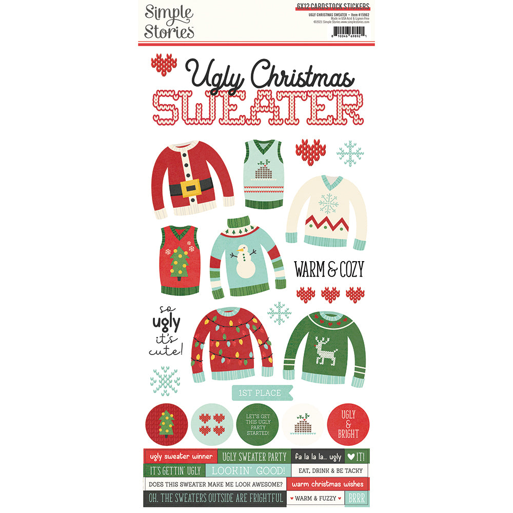 Ugly Christmas Sweater - 6x12 Cardstock Sticker