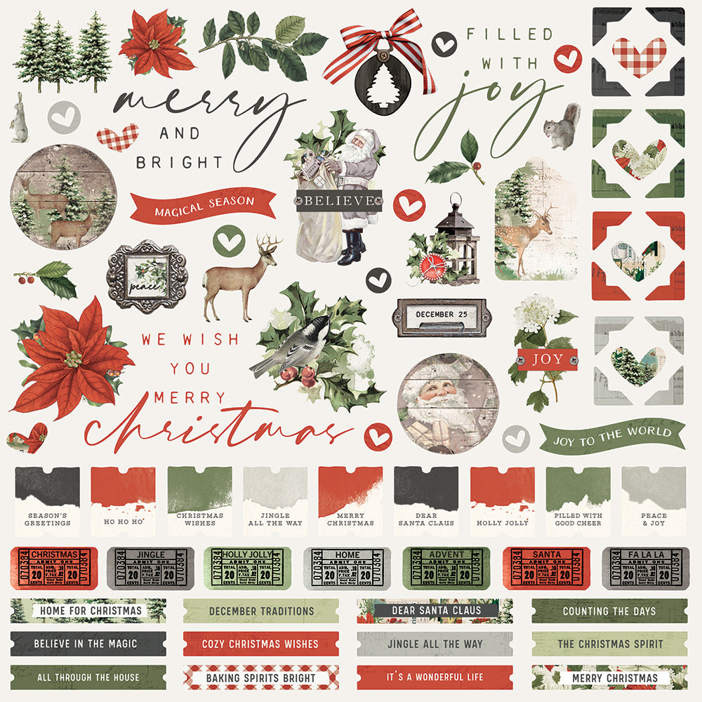 Simple Vintage Rustic Christmas - Cardstock Sticker