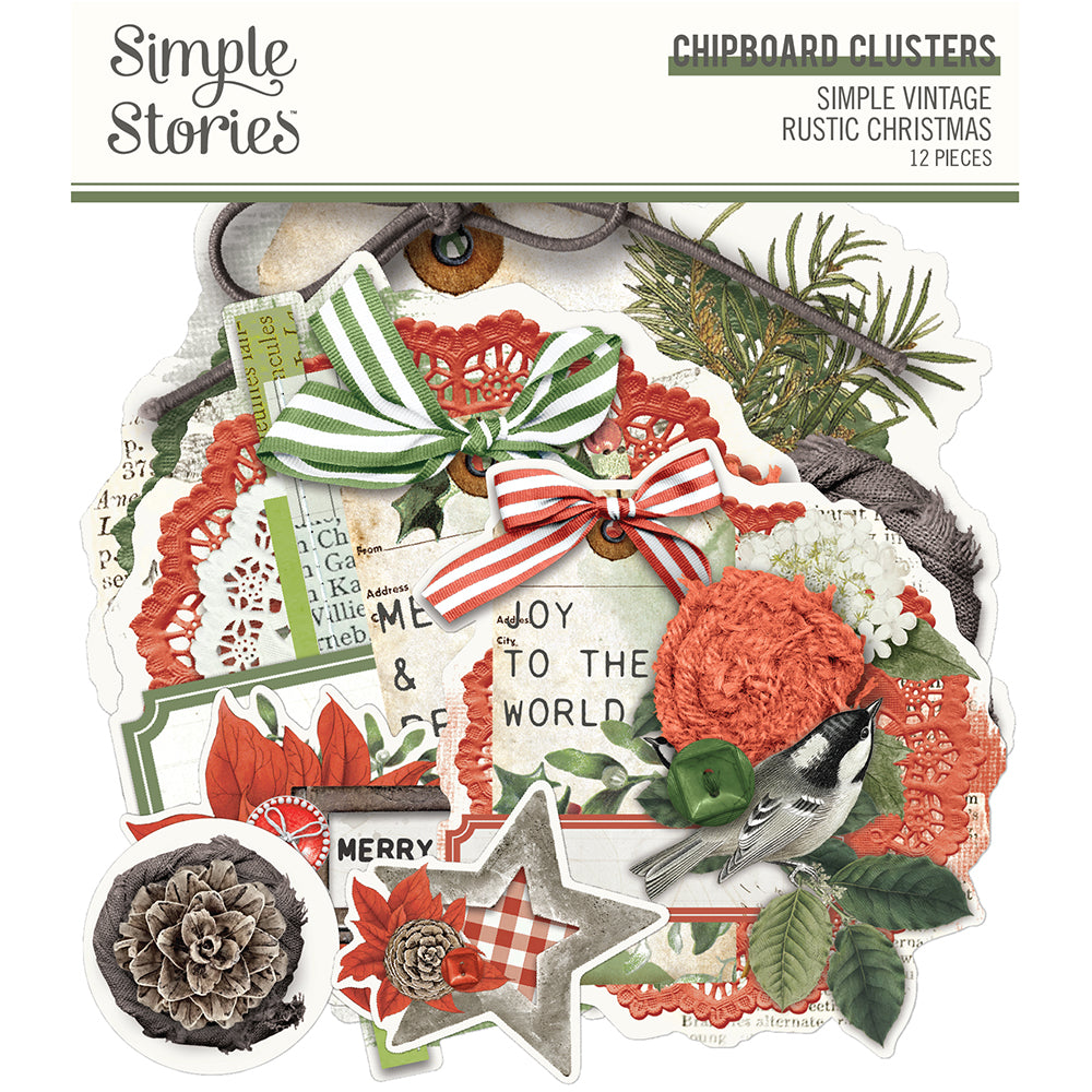 Simple Vintage Rustic Christmas - Chipboard Clusters