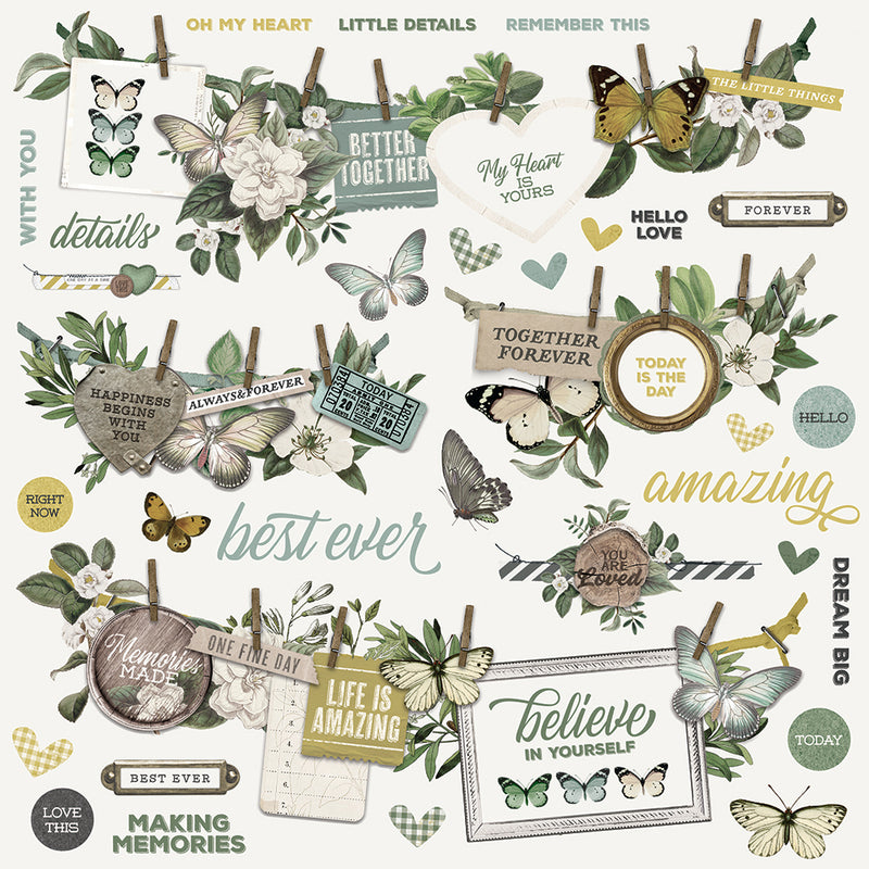 Simple Vintage Weathered Garden - Layered Stickers