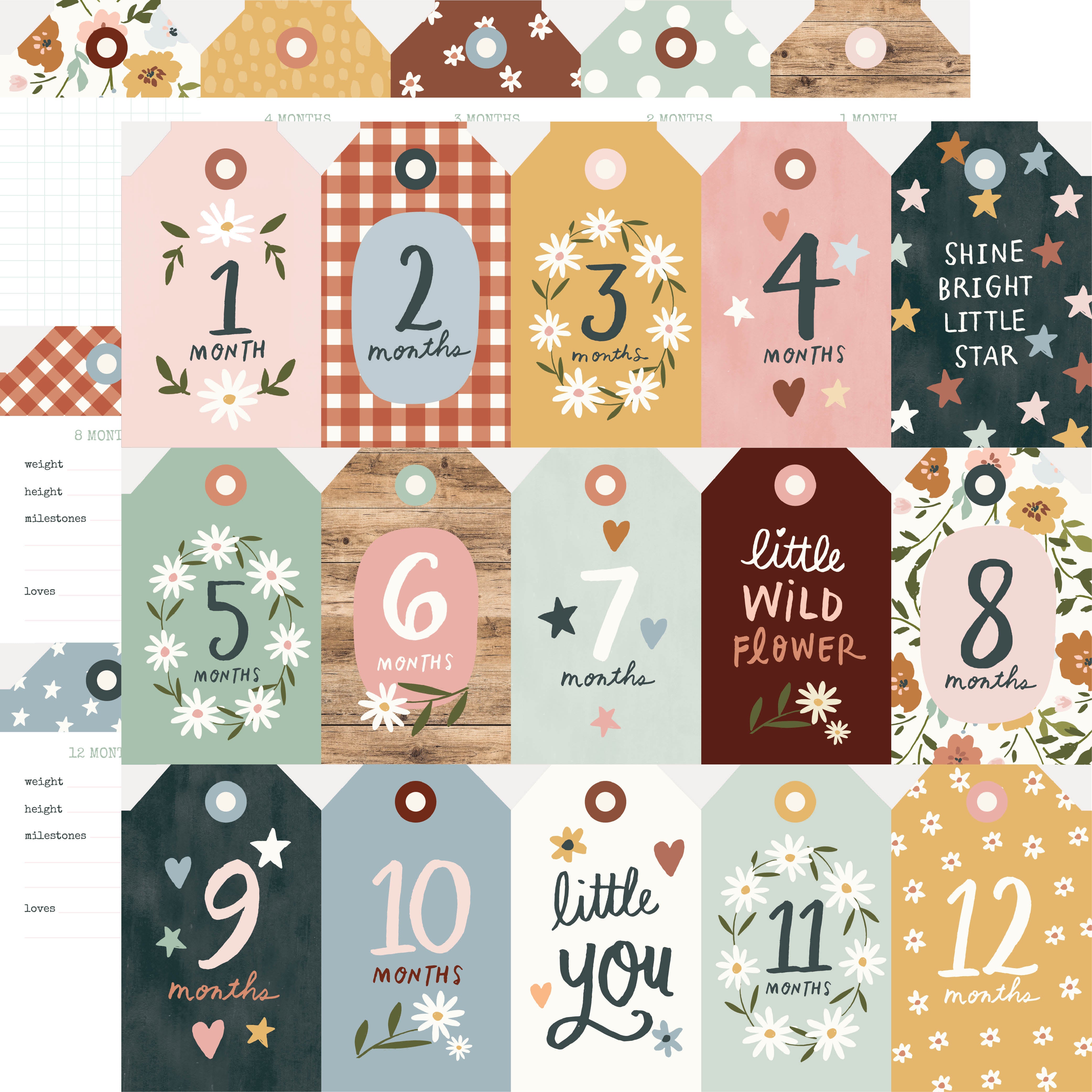 Boho Baby Cardstock Stickers 12X12-Combo - 810079981533