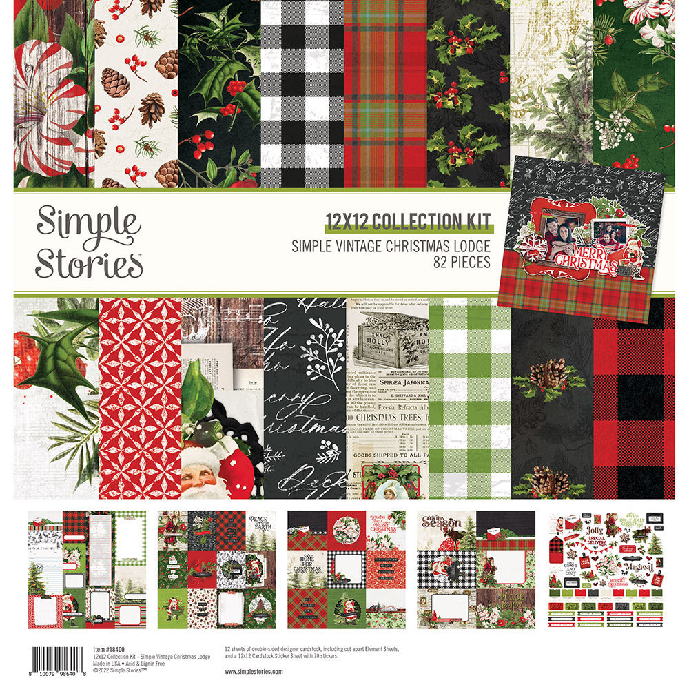 Simple Vintage Christmas Lodge Chipboard Stickers 6X12- - 810079986613