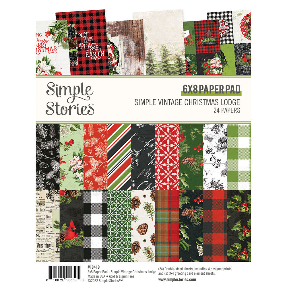 Simple Vintage Christmas Lodge Dbl-Sided Cardstock 12X12-Journal Elements -  810079986514