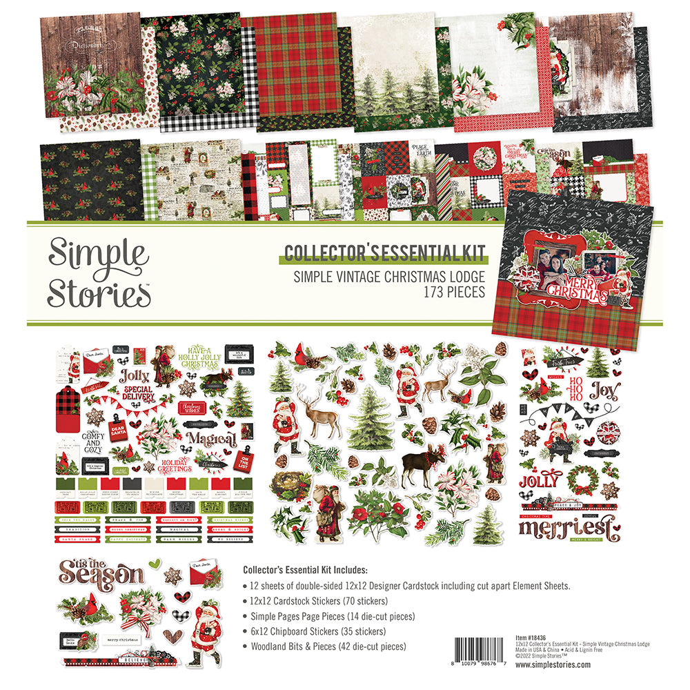 Simple Vintage Christmas Lodge Dbl-Sided Cardstock 12X12-Journal Elements -  810079986514