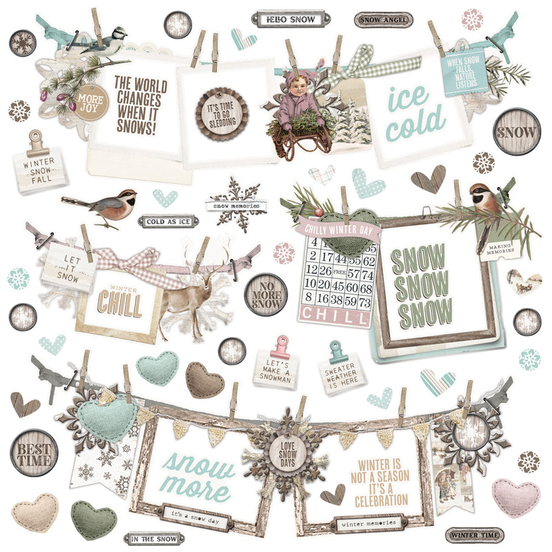 Simple Vintage Winter Woods - Layered Stickers