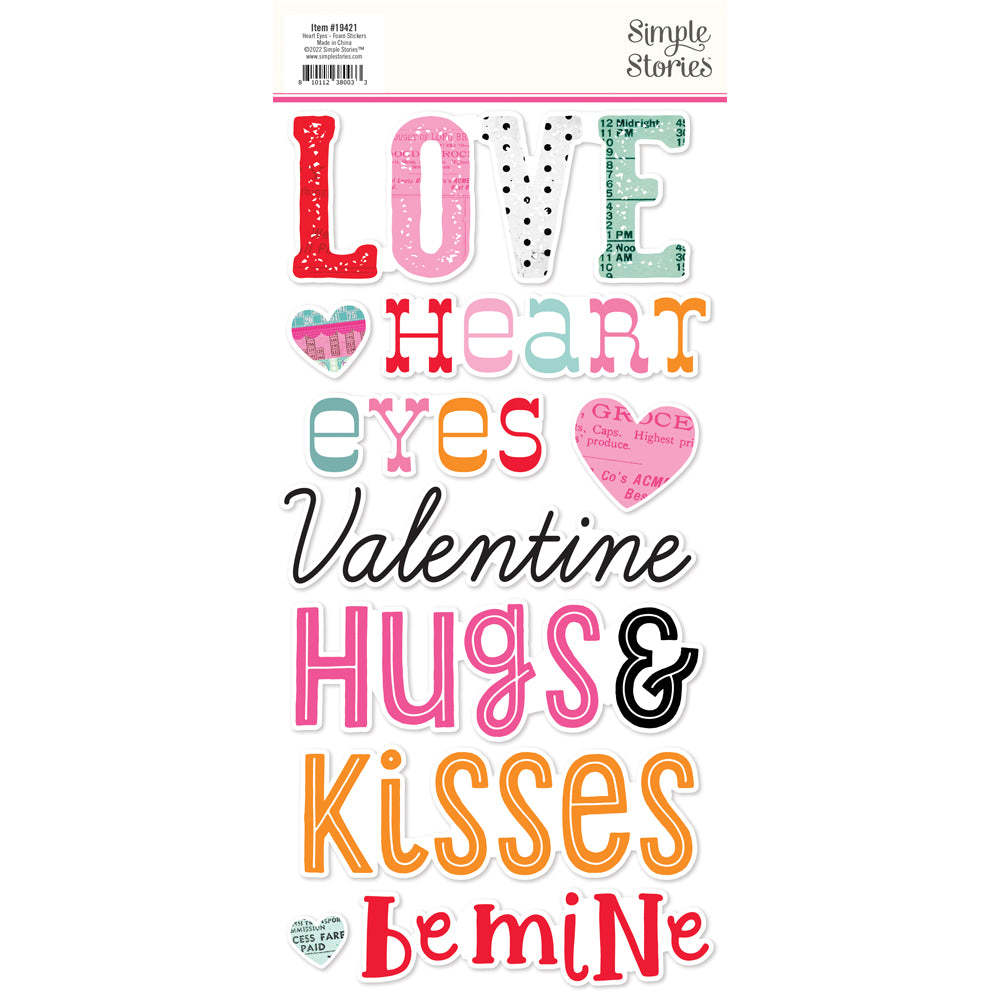 Simple Stories Heart Eyes Collection - 12 x 12 Cardstock Sticker