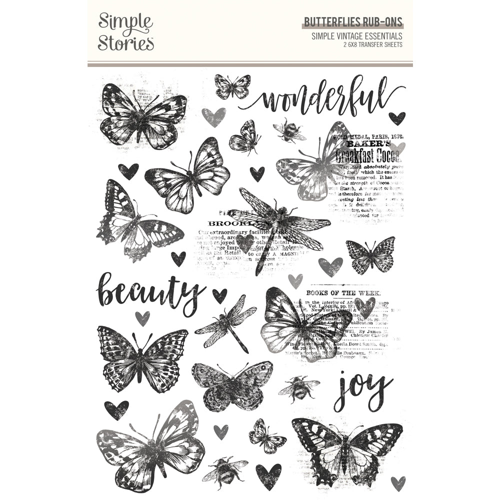 Simple Vintage Essentials  - Rub Ons Butterflies