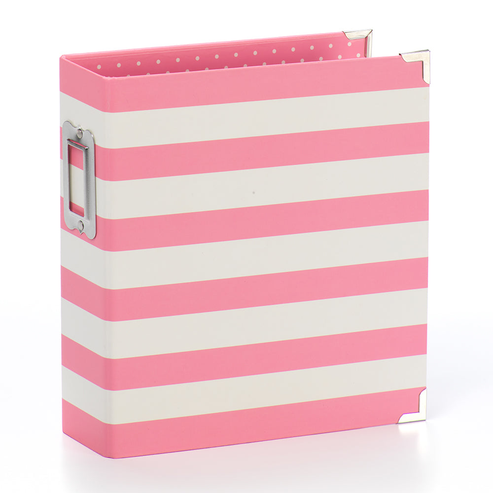 6x8 SN@P! Designer Binder - Pink Stripe