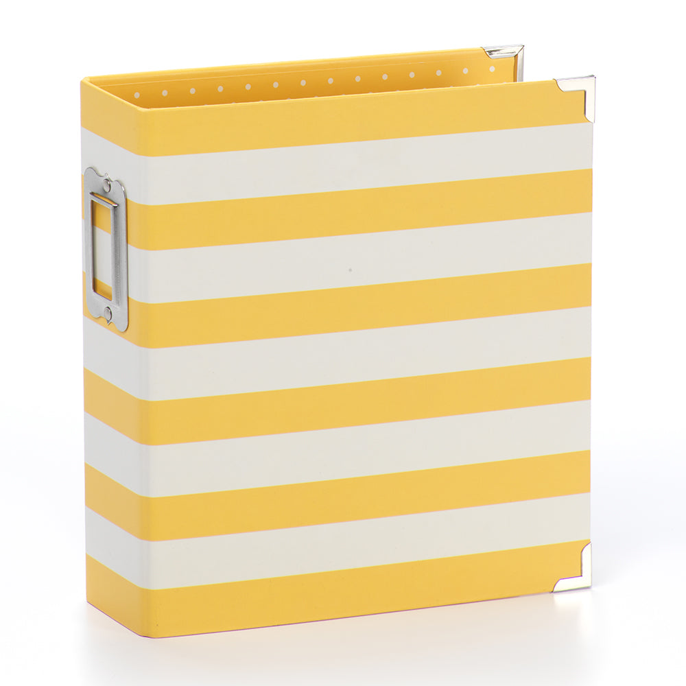 6x8 SN@P! Designer Binder - Yellow Stripe