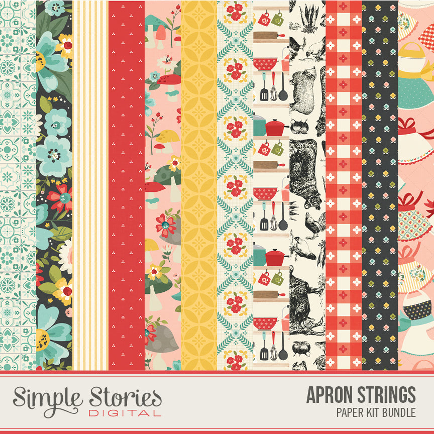 Apron Strings Digital Paper Kit