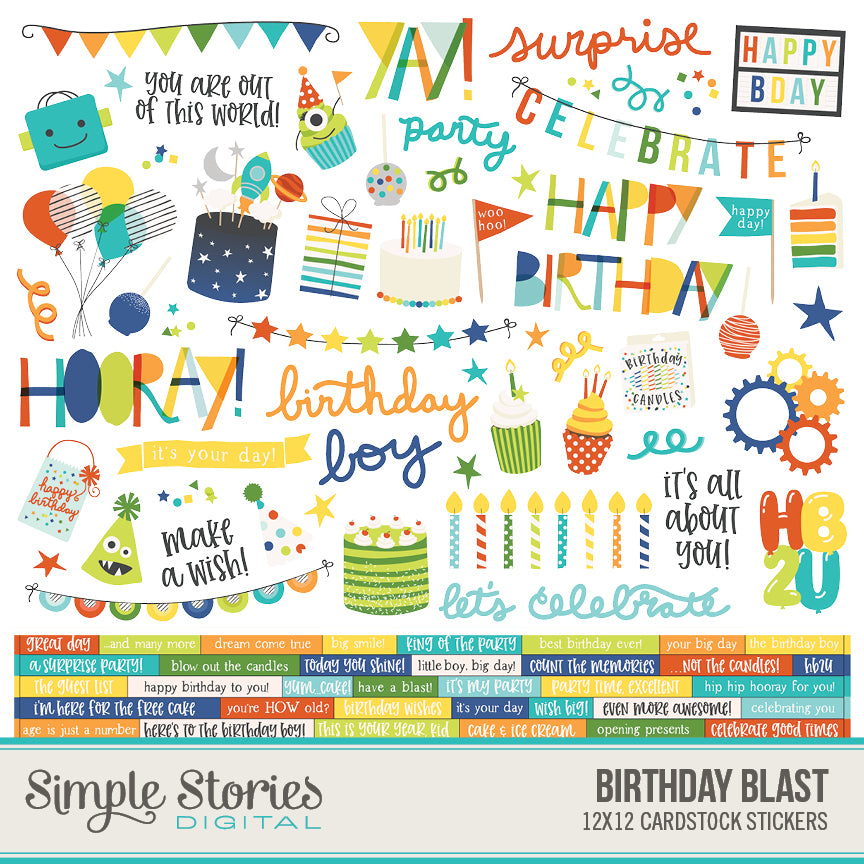 Birthday Blast Digital Stickers – Simple Stories