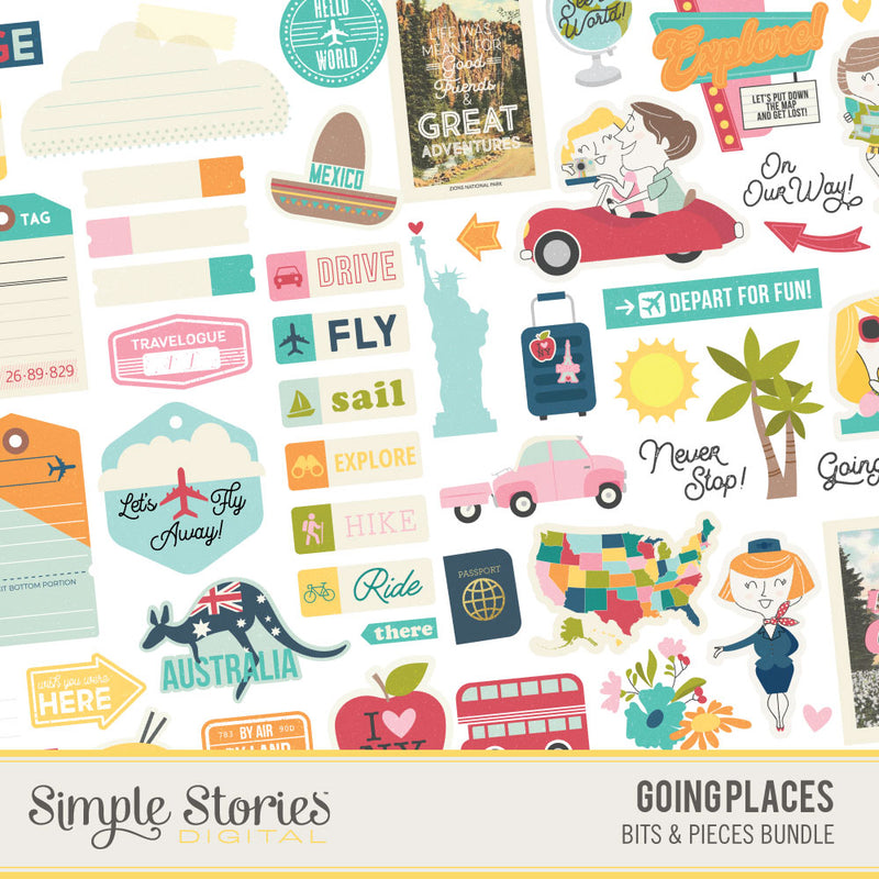 Going Places Digital Paper Kit