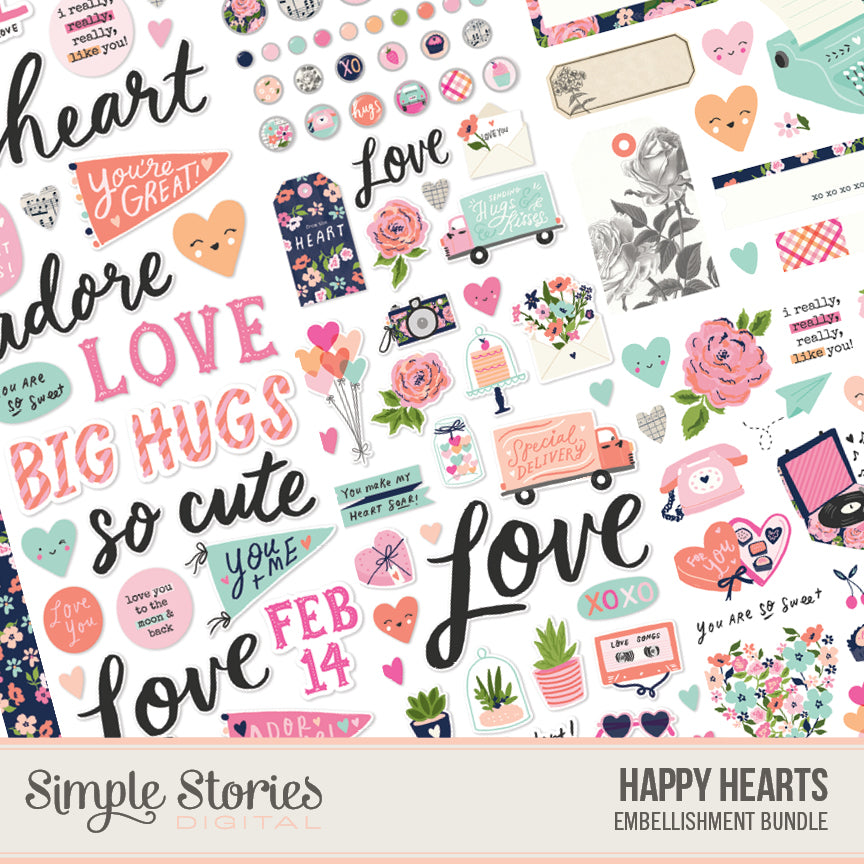 Happy Hearts Digital Embellishment Bundle
