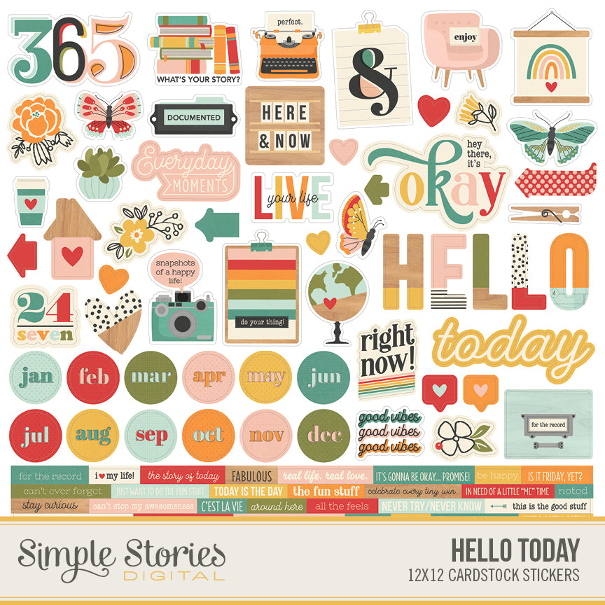 Hello Today Digital Cardstock Stickers