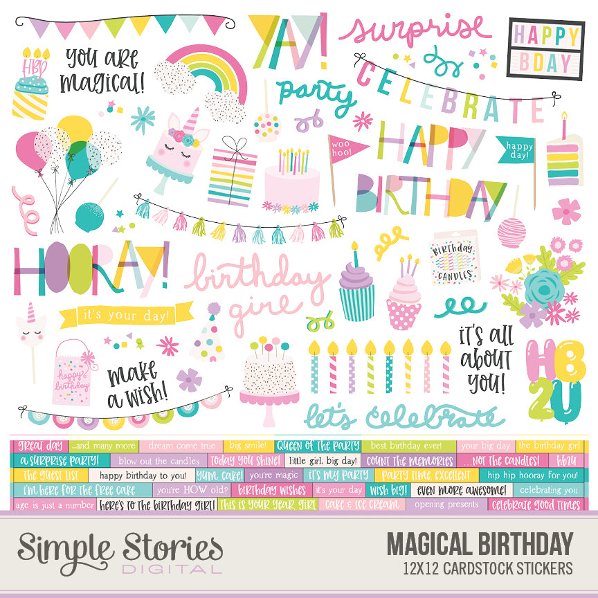 Magical Birthday Digital Stickers