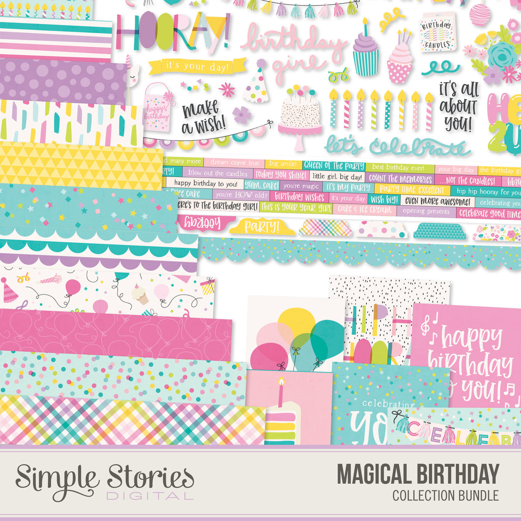 Birthday Scrapbooking Paper: Party Time! Blue Paper Pack