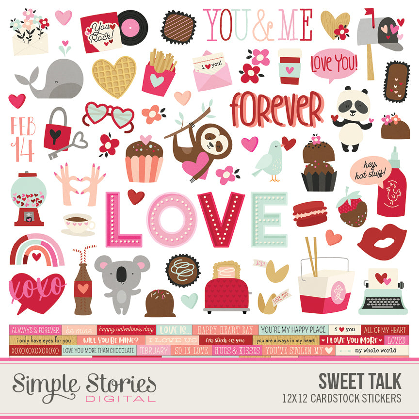 Sweet Talk Digital Cardstock Stickers
