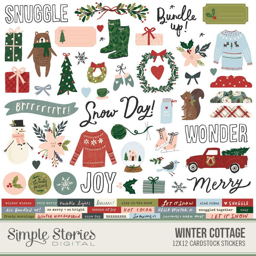 Winter Cottage Digital Stickers
