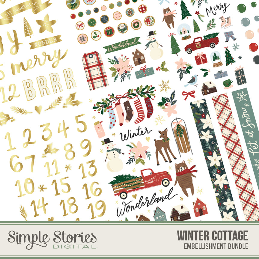 Simple Stories Winter Cottage Foam Stickers