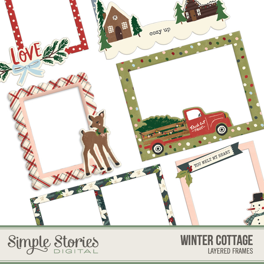 Winter Cottage Digital Chipboard Frames